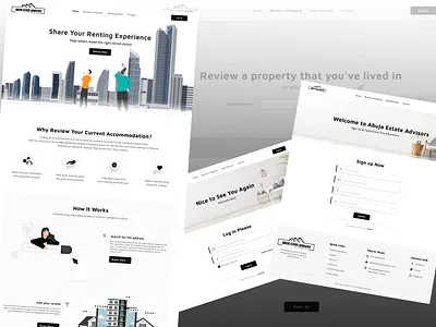 ABUJA ESTATE ADVISORS - Property Review Site adobe adobexd black estate figma graphic design houses logo photoshop property website review ui uiux white