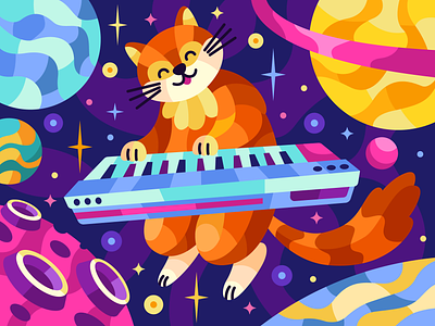 Cosmic Cat Music adobe illustrator design graphic design illustration vector