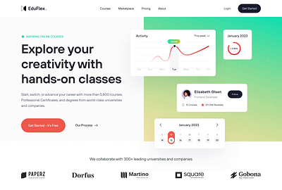 Courses Marketplace Website animation branding coursera courses design education graphic design illustration interaction landing page online learning udemy ui vector