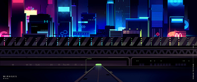 Mirages action city cityscape design exploration explore futur illustration light neon retro scifi ui