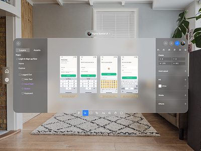 Figma Spatial UI concept apple vision ar augmented reality background blur design design software figma glass minimal mixed reality mr spatial spatial design spatial ui ui virtual reality vr workspace