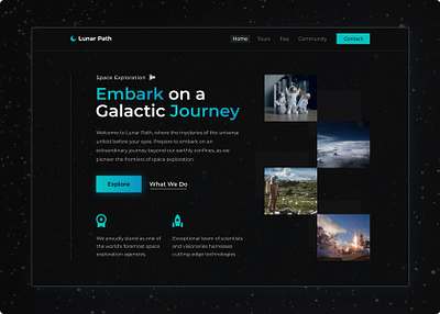 Landing Page Design : Space Exploration exploration galactic hero section journey landing page rocket space ui ux web design