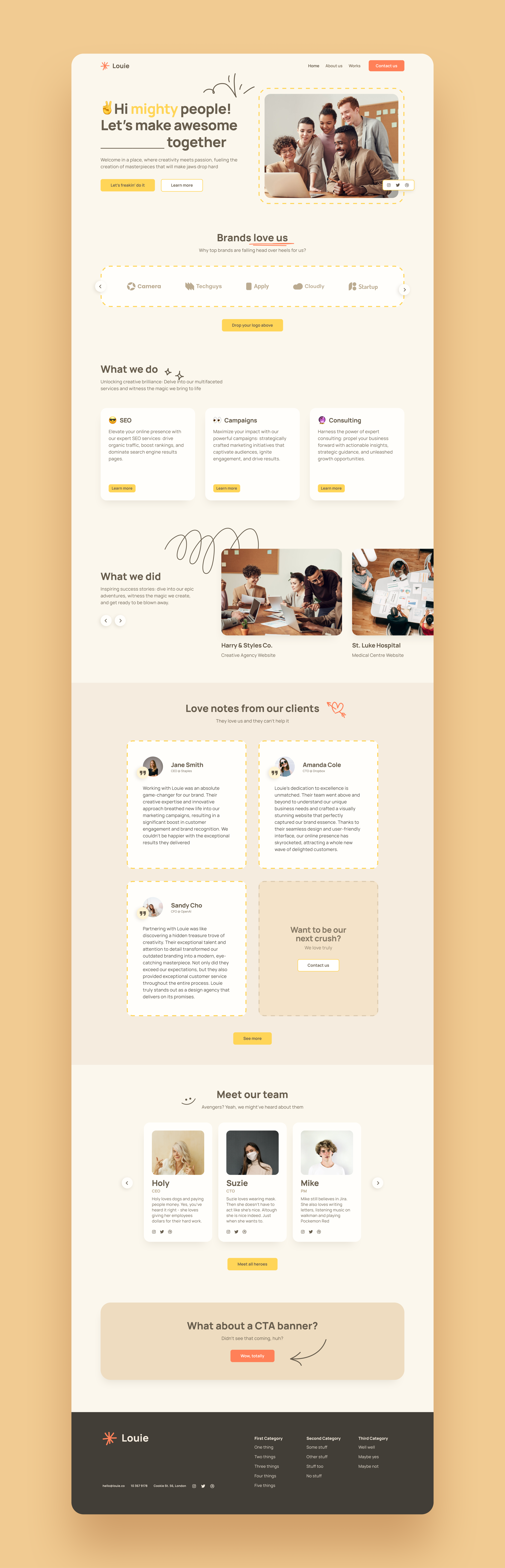 Louie - Agency LP design landing page minimal minimalistic ui web