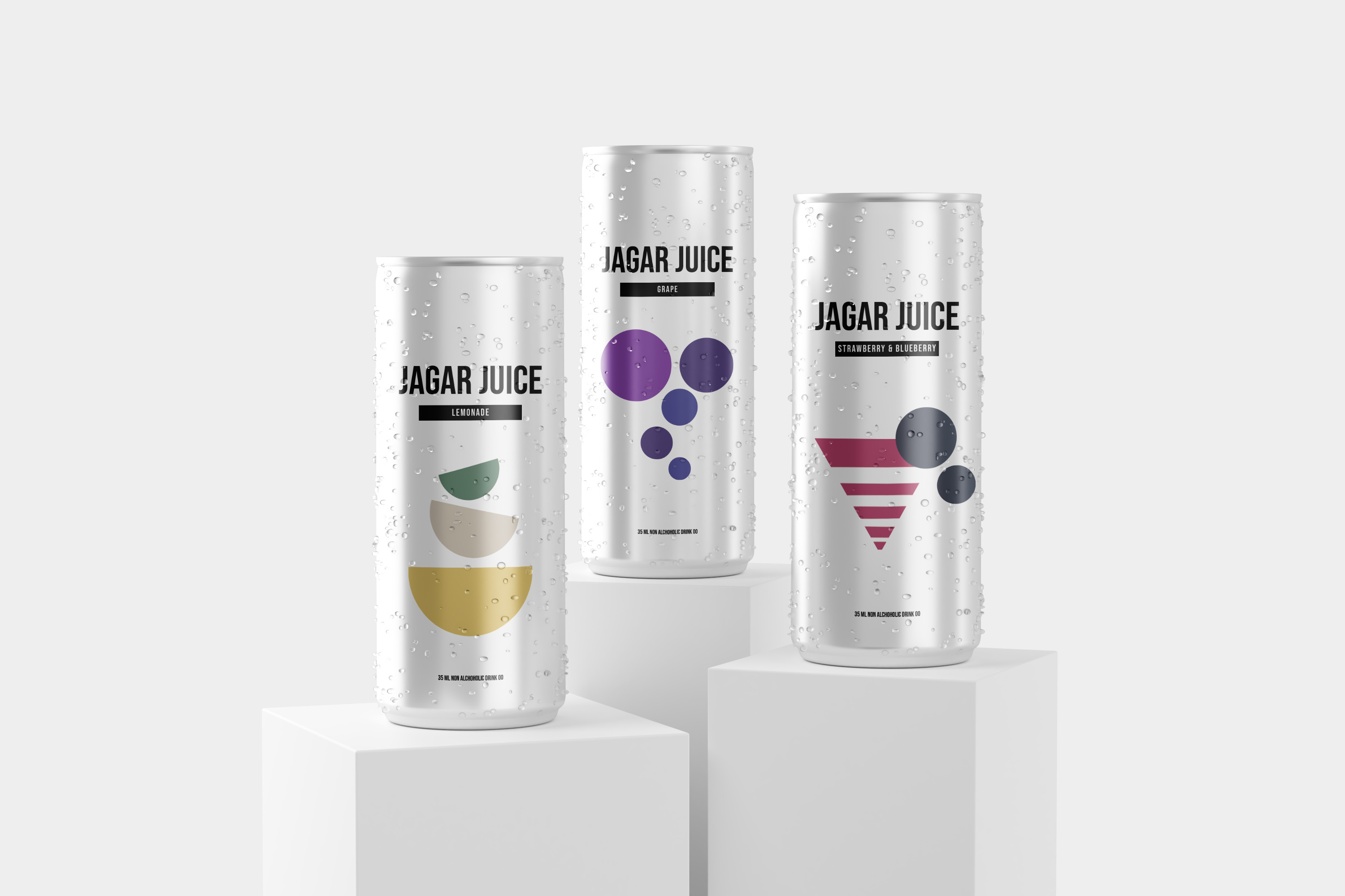 JagerJuice Third Edition 3d blueberry branding can fizzy fizzy drinks geometric grape graphic design identity design illustration lemonade logo minimal mockup packaging packaging design soda soda can strawberry