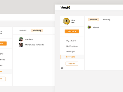 Vendit - E-commerce Following Page design e commerce e commerce website following page ui uiux website