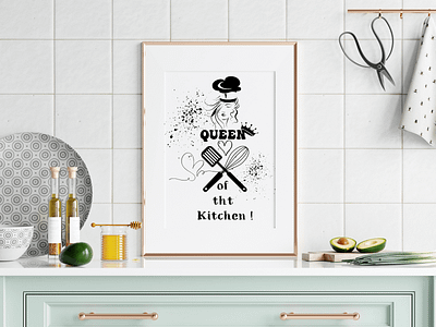Queen of the kitchen Wall Art Quote affirmation quote digital product interior deco kitchen wall art positive quote printable wall art