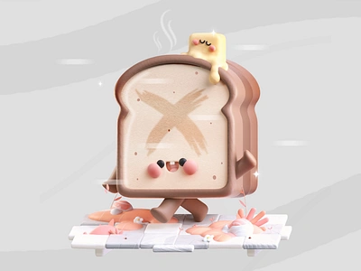 Toast and Kawaii butter 3d 3d art blender branding butter kawaii c4d character cinema 4d colorful colors design food kawaii illustration kawai kawaii kawaii food render st kawaii toast kawaii uiux