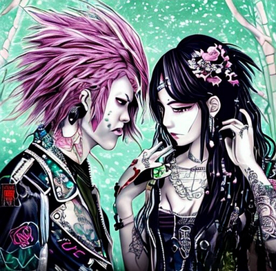 Punk Couple anime design illustration punk rock