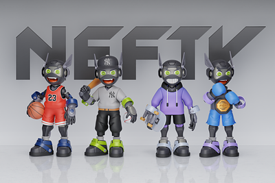 Nefty- Robot NFT 3d 3d illustration 3d modeling 3d robot blender character design illustration metaverse nefty nft profesion robot sport