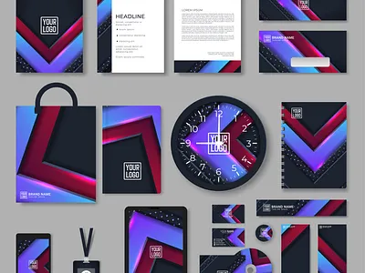 Purple Corporate Identity template design brand identity branding