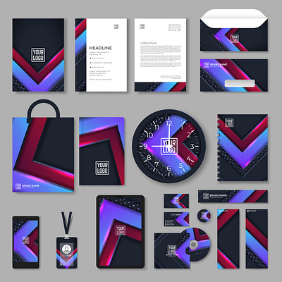 Purple Corporate Identity template design brand identity branding