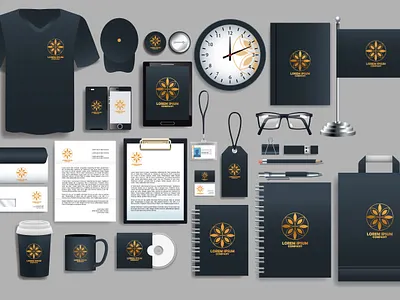 Black Stationery template brand identity brand identity branding