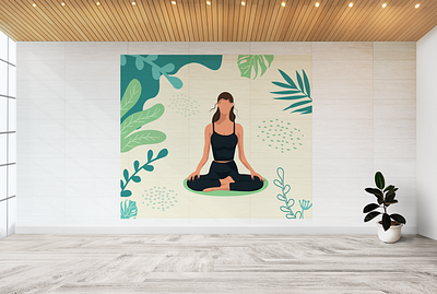 🧘‍♀️Yoga#Lotus#FaceLase banner branding decoration design girl graphic design hall illustration lotus mockup poster vector yoga yoga room