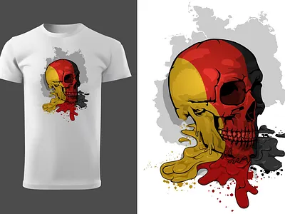 T-shirt Design with Skull Painted with German Flag best design design illustration logo shirt t shirt design vector