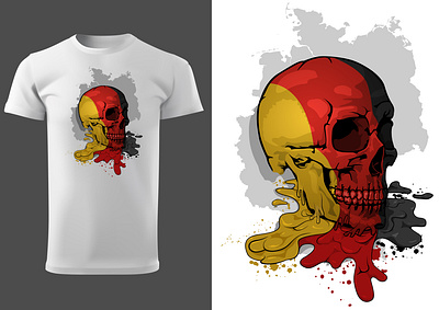 T-shirt Design with Skull Painted with German Flag best design design illustration logo shirt t shirt design vector