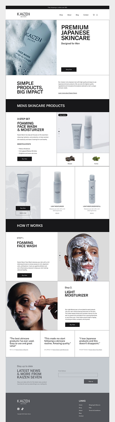 Kaizen Seven Skincare Website b2c design digital design ecommerce frontent design graphic design product shopify skincare ui ux web