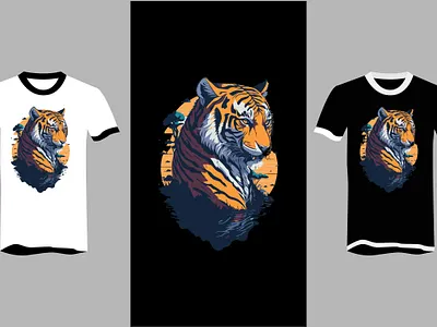 Vector Majestic Tiger Crossing Body Water T-Shirt design 2d best design branding design graphic design illustration logo t shirt tiger vector
