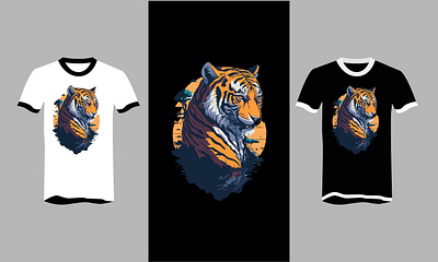 Vector Majestic Tiger Crossing Body Water T-Shirt design 2d best design branding design graphic design illustration logo t shirt tiger vector