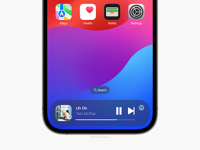iOS Dynamic Dock (Single App) app app design apple concept current playing dock interaction ios ios 17 ios17 iphone itunes minimal modern music now playing spotify tunes ui ux