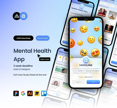 Mental Wellbeing App Case Study app design case study figma ios app mental health ui user experience user interface user research ux uxui