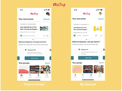 Recreating Screens - Meetup Edition 👋🏽 dailyui dailyui or www.dailyui.co design ui