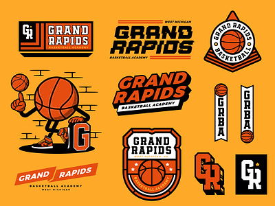 Grand Rapids Basketball Branding Kit apparel badge design basketball brand design branding branding design clothing graphic design illustration logo logo design logotype sport logo typography vector