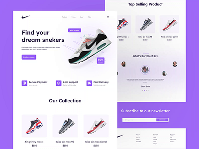 Shoe e-commerce website design animation design fashion footwear home page kicks landing page nike running online shop shoes app shoes store ui ux web design