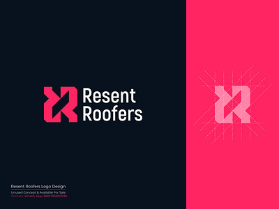 Modern, Minimalistic Resent Roofers Logo Design. brand guidelines brand identity brand mark branding creative logo graphic design grid logo icon logo logo design logo type logos minimal modern logo popular logo professional logo r logo typography vector visual identity