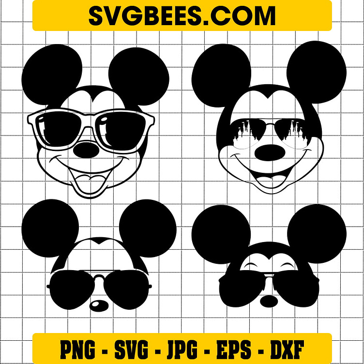 Disney Mickey Mouse With Sunglasses SVG and PNG - SVGbees