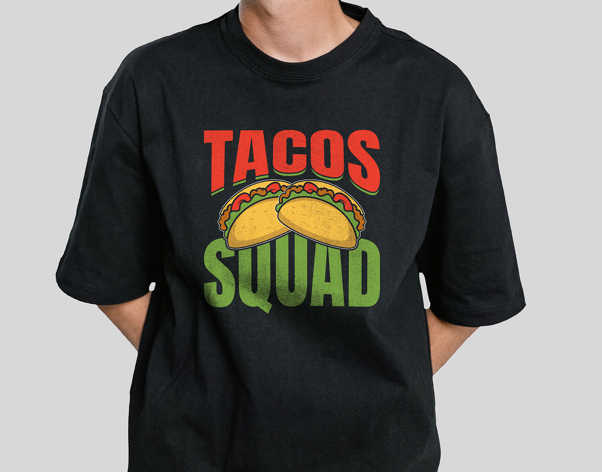 Tacos Squad Vector T-shirt Design With Free Mockup by Hafizul Islam on ...