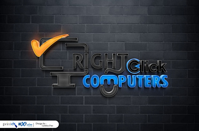 Right Click Computers Logo With Outputs graphic design logo