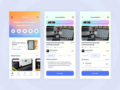 eCoach - Online Education Platform app design buy course clean ui courses creative design education education app learning app minimal mobile app online courses trendy design ui uidesign uiinspiration uitrends uiux ux uxdesign uxinspiration