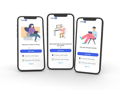 linkdn mobile app mock app design illustration linkdn mobile app sign in sign up typography ui ux
