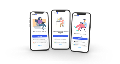 linkdn mobile app mock app design illustration linkdn mobile app sign in sign up typography ui ux