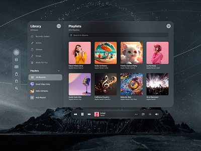 Music Player in Vision Pro branding design figma