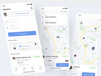 Ride-Sharing App animation app design mobile ui