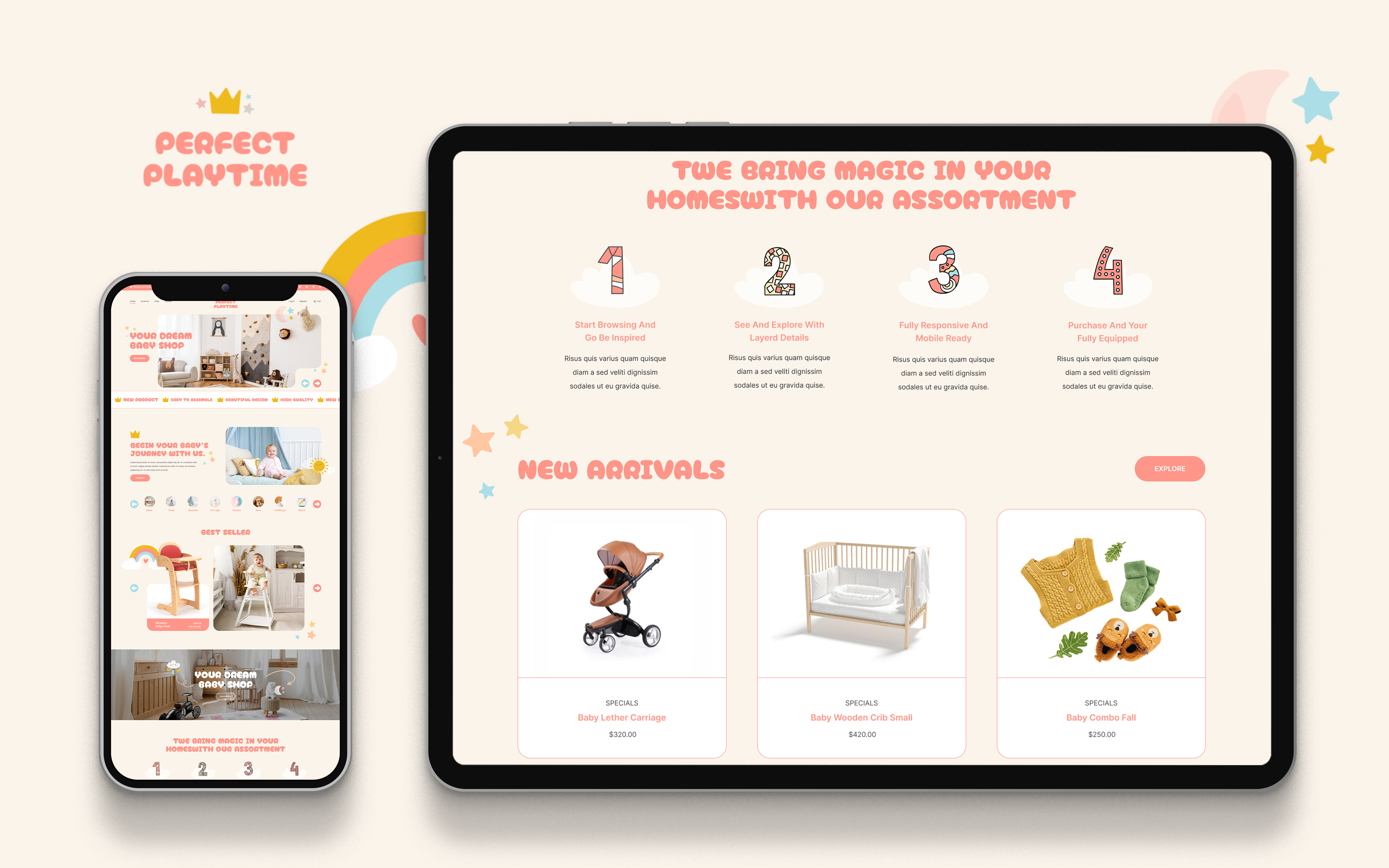 PERFECT PLAYTIME Baby Shop site by Dot Creative Market on Dribbble