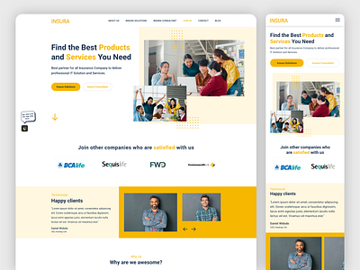 Insura - IT Consulting Company Profile Website adobe xd company profile consultant design figma homepage it it company it consultant light mode mobile web ui uiux uiux design ux web website