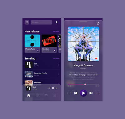 TMusic - Mobile App Concept app audio design interface ios mobile music music player playlist song ui ux