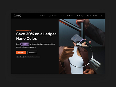 Ledger - Hardware Wallet 3d animation design illustration landing page design landingpage nftmarketplace product design productdesign ui uiux design ux