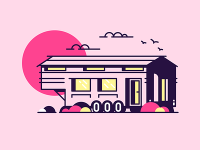 RV6 design graphic design home house on wheels icon illustration line logo minimal retro rv simple traveling ui