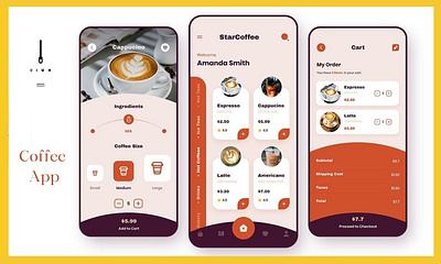 Coffee app design animation app app design branding coffee app designe illustration graphic design hero illustration landing page logo motion graphics ordering app ui ux