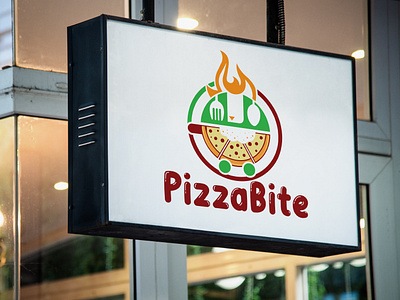 Pizza Bite- Restaurant Logo abstract bite logo business logo company logo corporate logo flame logo food logo fork logo illustration italian food mascot menu logo minimal pizza logo restaurant logo spoon logo vintage