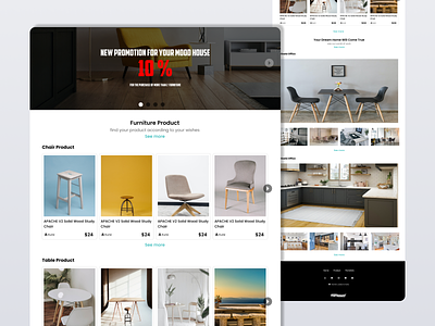 Furniture Sales Website - Landing Page branding chair design e commerce furniture home house illustration landing page market sales table ui ui design website