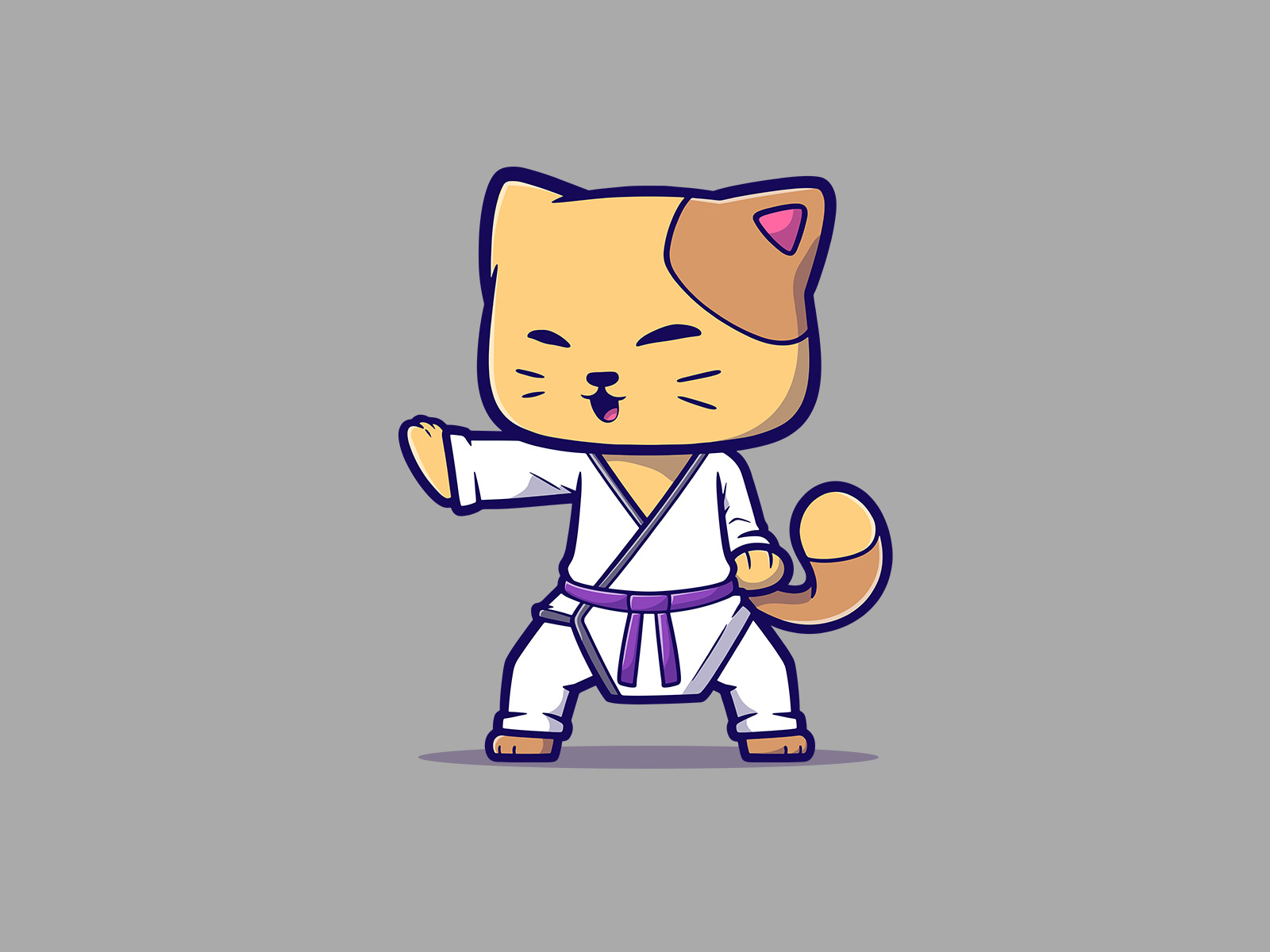 The Karate Cat Cartoon Character by Joymoon Cartoon Studio on Dribbble