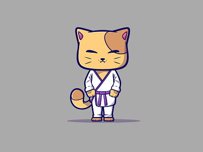 A Cartoon Character Training in Self-Defense branding cartoon cat cute design fighter graphic design illustration jiujitsu judo karate kids kitty logo martialart ui ux vector