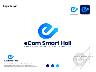 eCom Smart Hall 3d brand identity branding coding logo commercial logo design creative logo design design gradient logo graphic design letter e logo logo logo design minimalist logo design