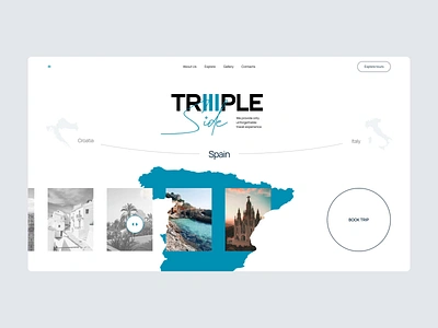 Triple Side / Main page - animation agency animation croatia design explore journey landing main page spain tourism travel agency travel platform travel website traveling trip typography ui ux uxui web design