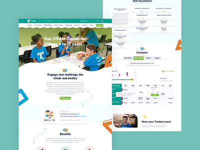 Tumbles - STEAM education franchise website children design education homepage interface kids modern program school ui ux ui design web design website