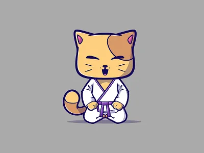 Martial Arts Whiskers animal branding cartoon cat cute design fighter fighting graphic design illustration jiujitsu kids logo martial art ui ux vector